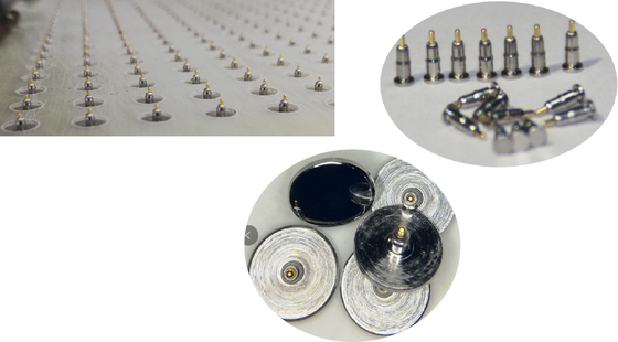RoHS magnetische haakse Pogo-pinnen Golden Palting Cold Prossing
